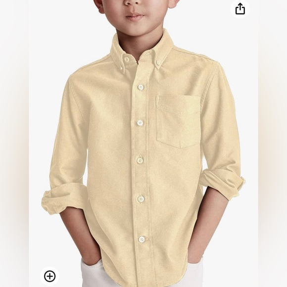 NWT Boys' Long Sleeve Dress Shirts Collared Button-Down Solid Cotton Top - Picture 1 of 4